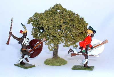 JG Miniatures - S03 - Hawthorn Bush (pommier) - diorama avec zoulous de Little Legion au 1-32ème